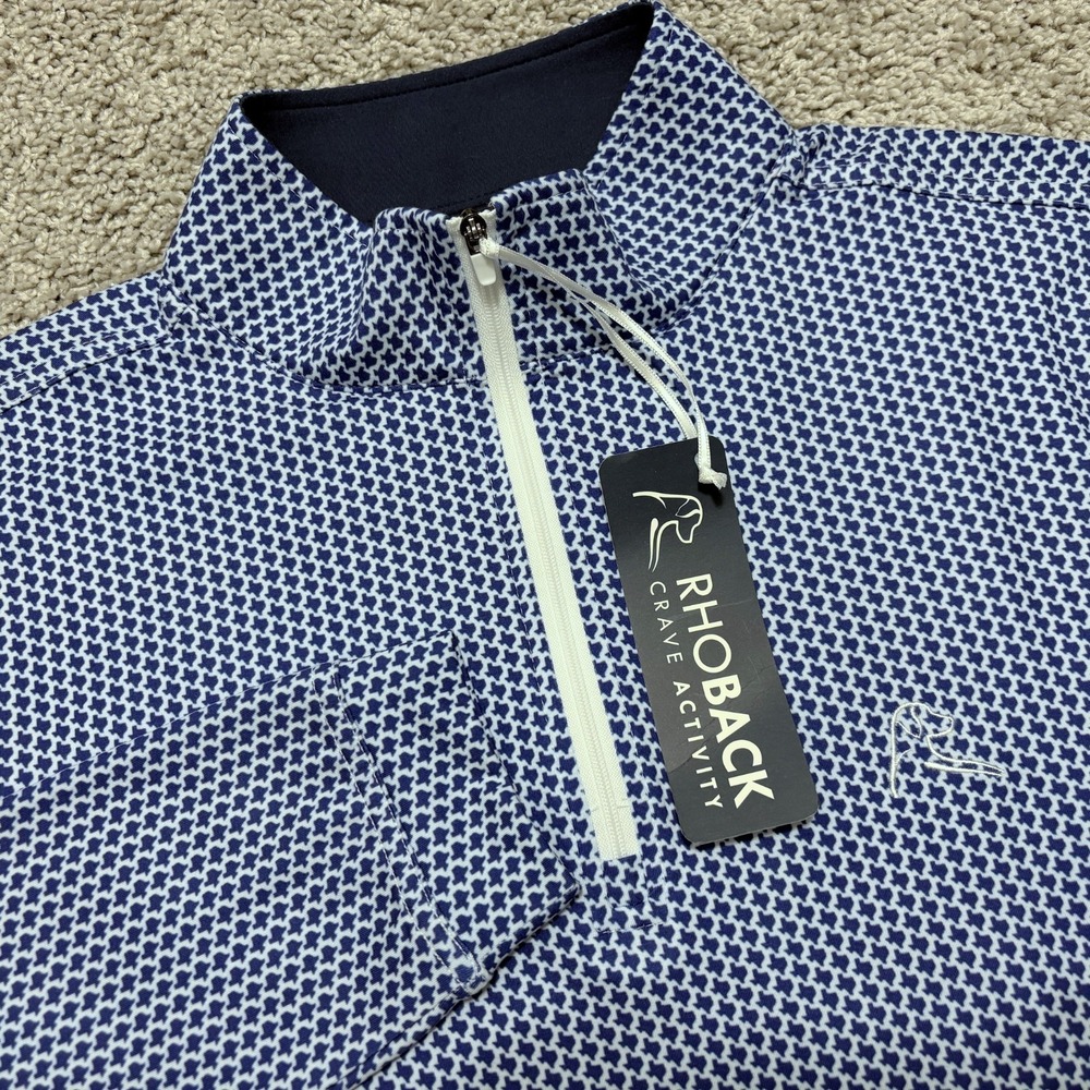 Rhoback 1/4 Q-Zip Performance Pullover Dont Mess Texas AOP Blue White Mens Small